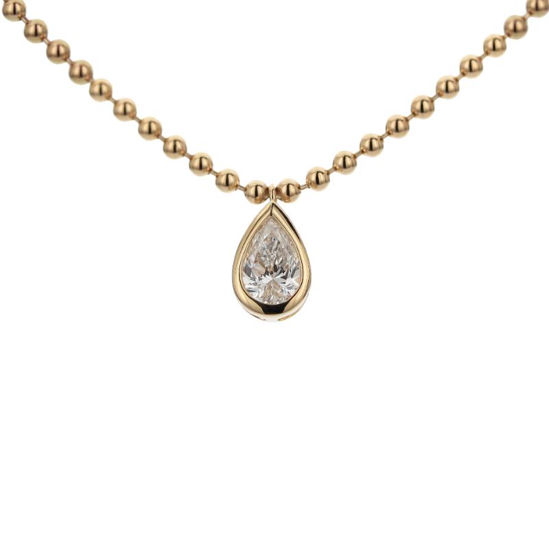 18K Yellow Gold .72Ct Ps Jvs2 Bead Nk Bez