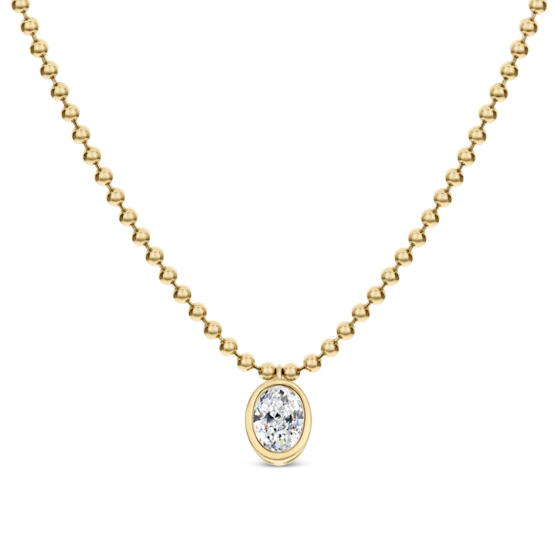 18K Yellow Gold .90Ct Ov Jsi1 Bead Nk 18"