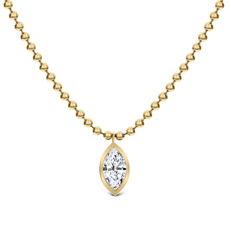 18K Yellow Gold .75Ct Mq J Si1 Bez Nk 16"