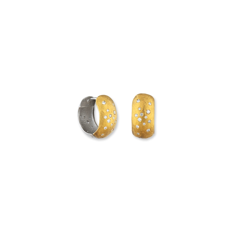 24K Sterling Silver .36D Huggies Reversible 8mm Earrings