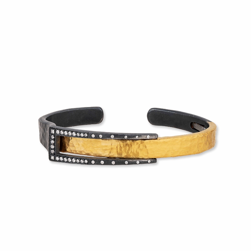 24K Sterling Silver .48D Deco Cuff Bracelet