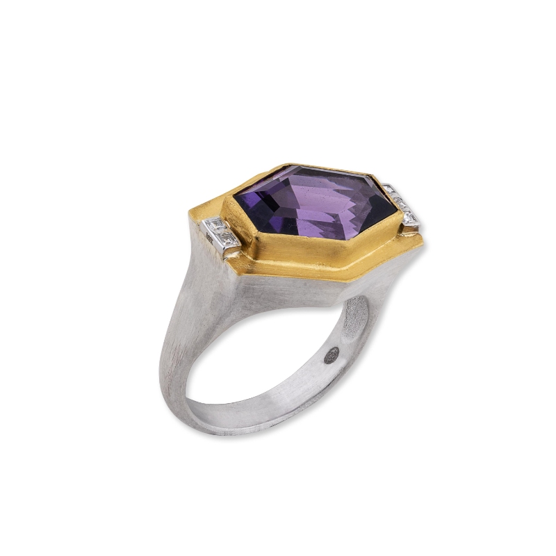 24K Sterling Silver 5.85Am .08D Ring 18W Bezels