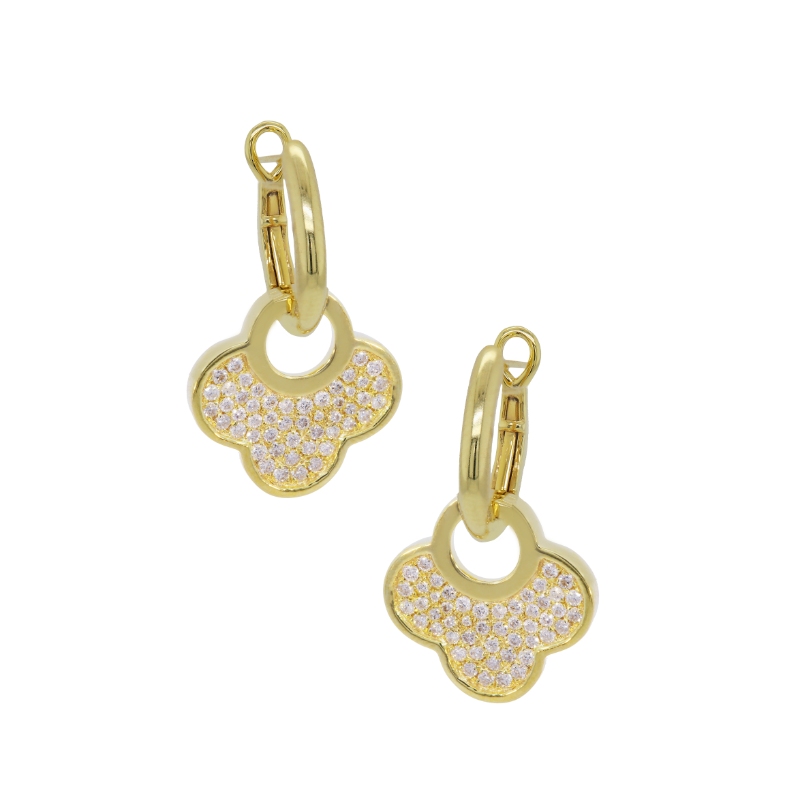 14K Yellow Gold .58D Hoop Dangle Earrings