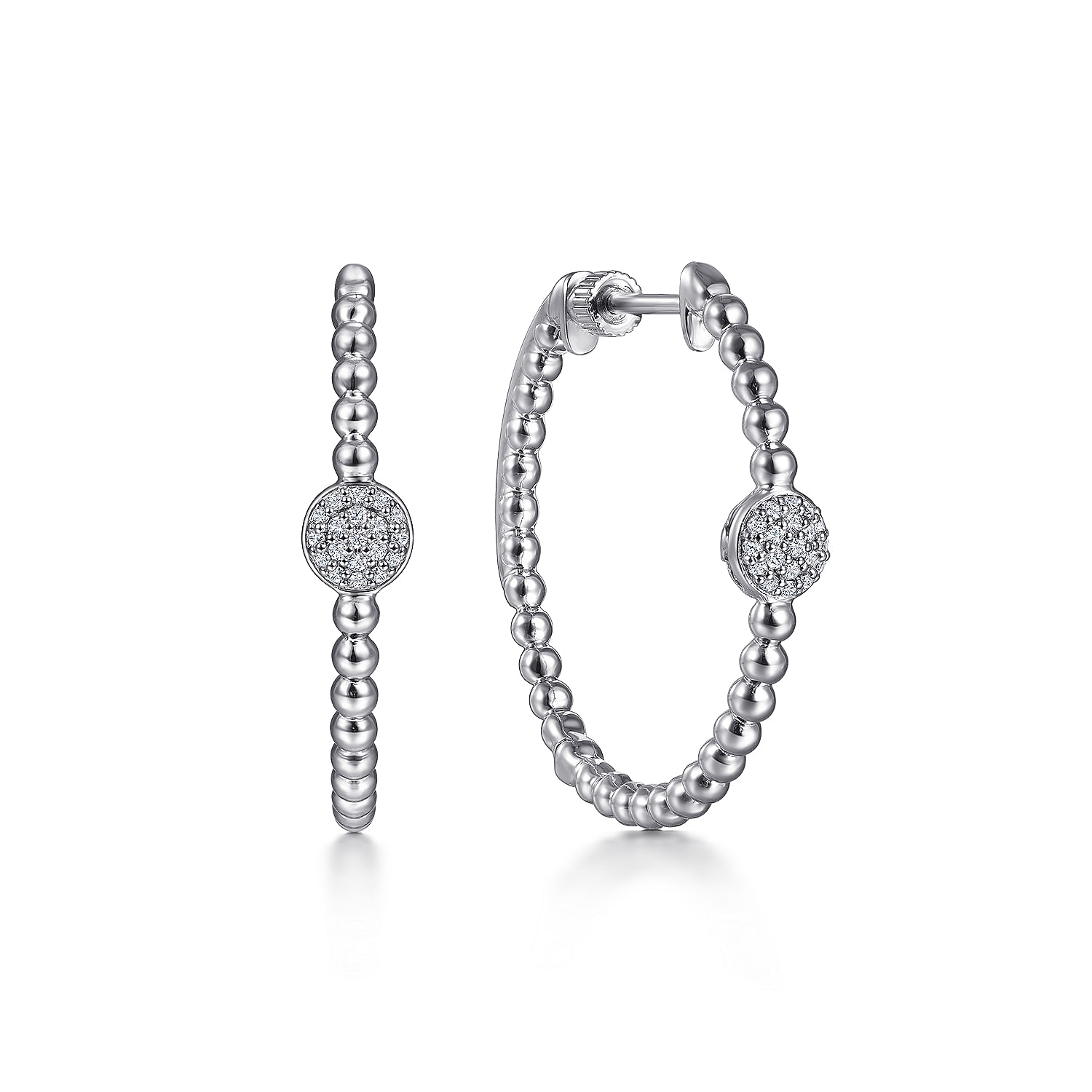 925 Sterling Silver Bujukan White Sapphire Classic 30mm Hoop Earrings