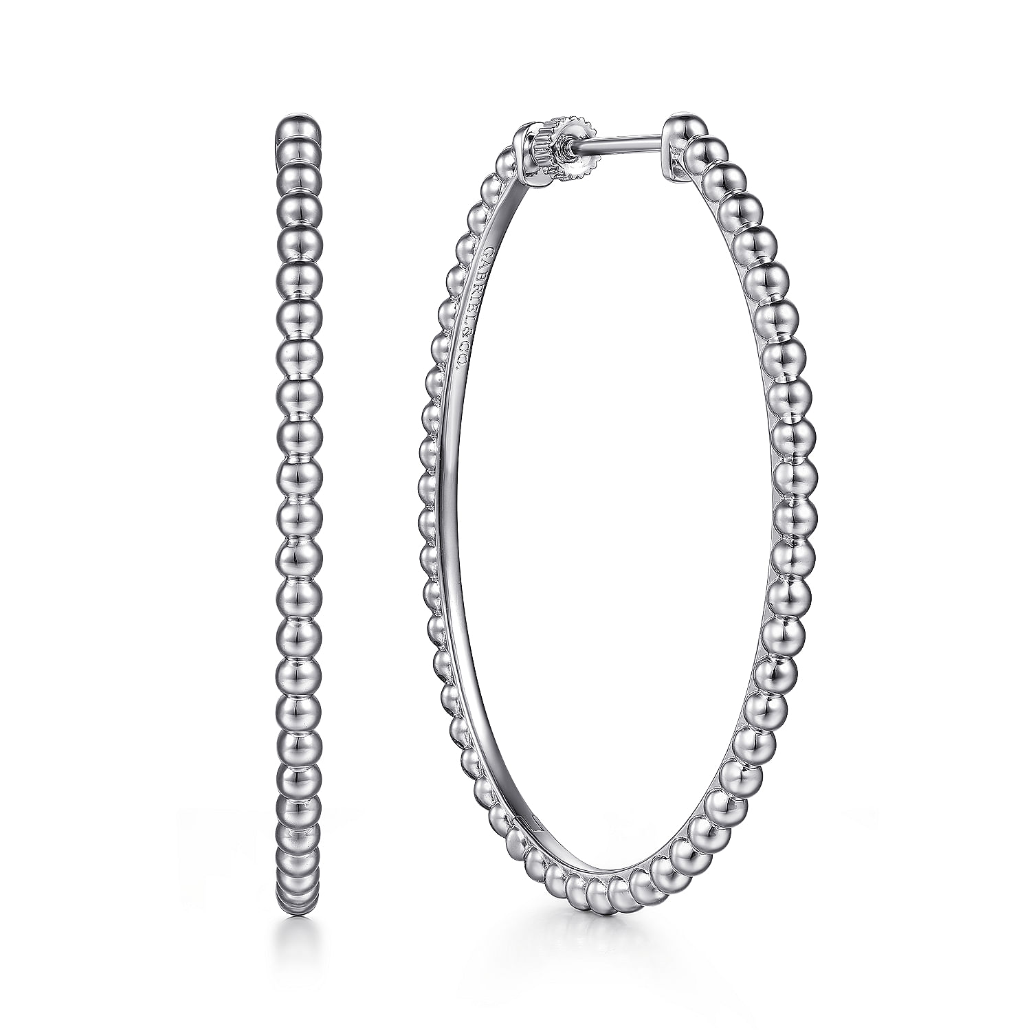 925 Sterling Silver Bujukan Oval Classic 50mm Hoop Earrings
