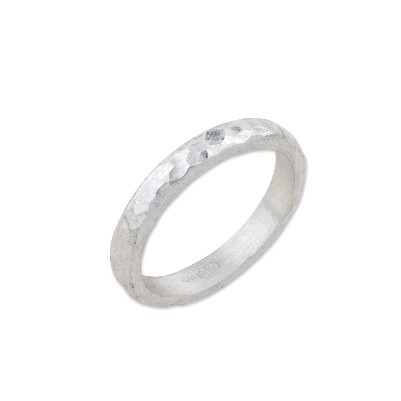 Sterling Silver Matte Hammered Band