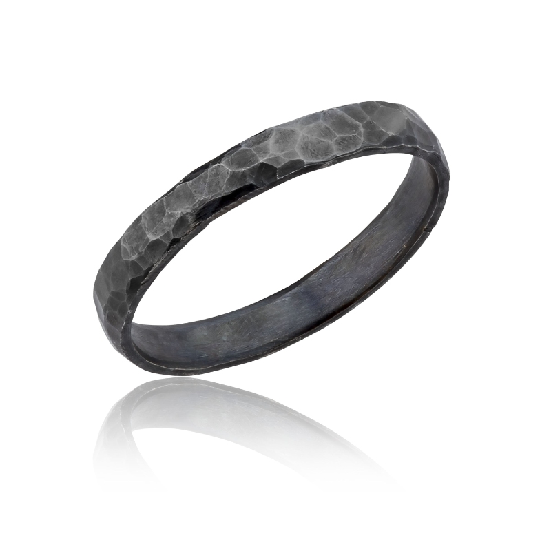 Sterling Silver Oxi Hammered Band
