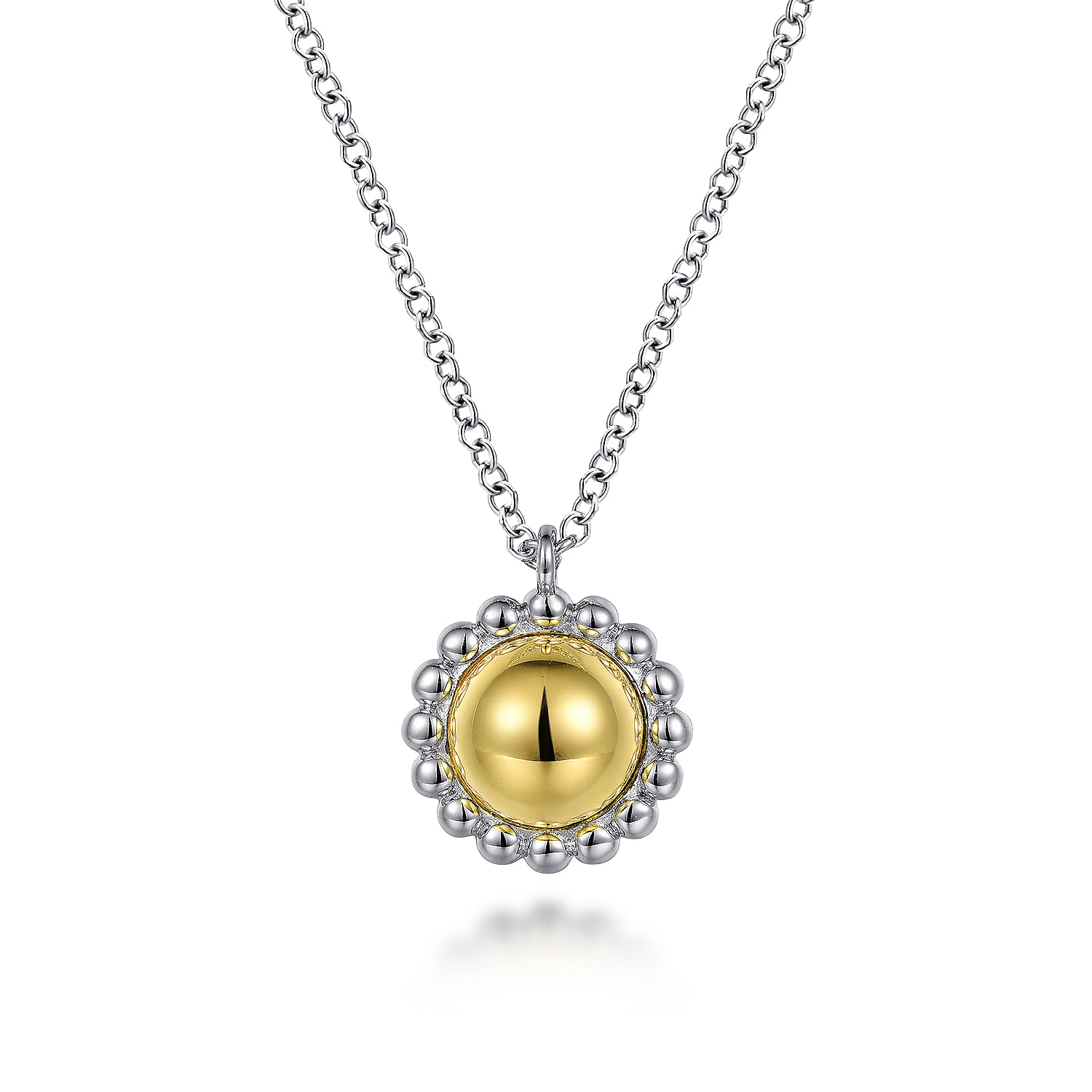 925 Sterling Silver and 14K Yellow Gold Fashion Pendant Necklace