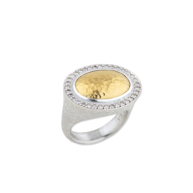 24K Sterling Silver .42D Dome Ring