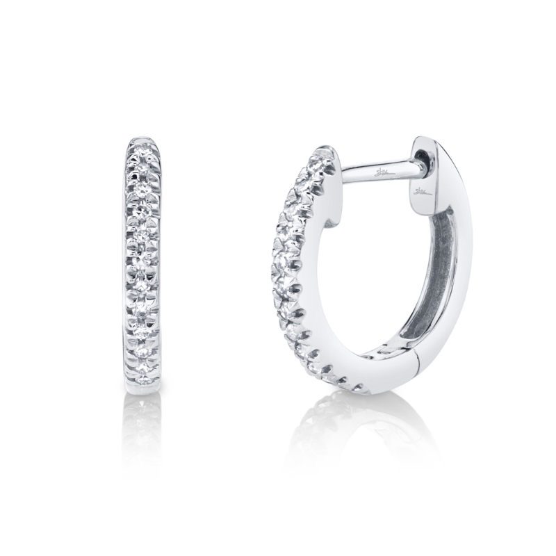 0.07Ct 14K White Gold Diamond Huggie Earring