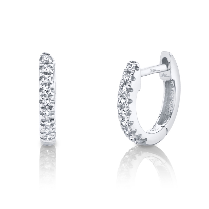 0.04Ct 14K White Gold Diamond Mini Huggie Earring