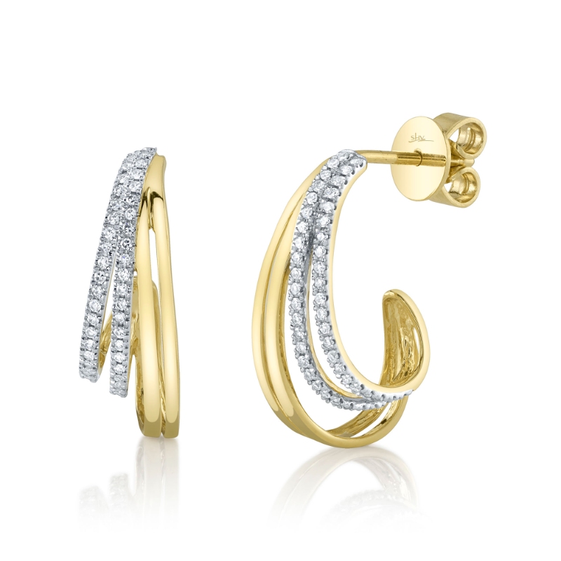 14K Yellow Gold And Diamond Earring