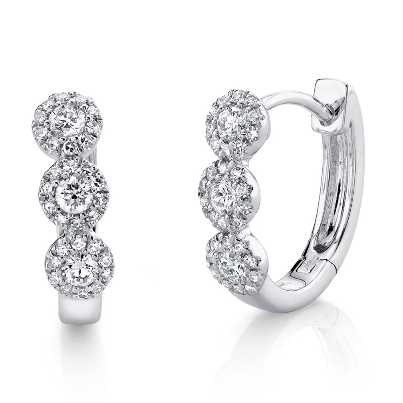 0.37Ct 14K White Gold Diamond Huggie Earring