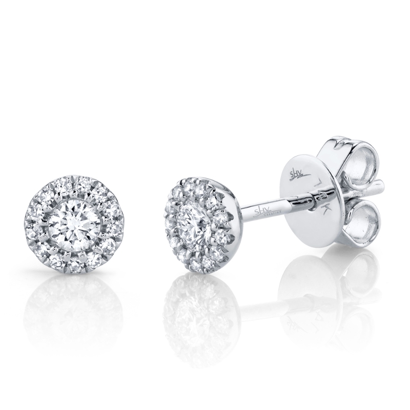 0.24Ct 14K White Gold Diamond Stud Earring