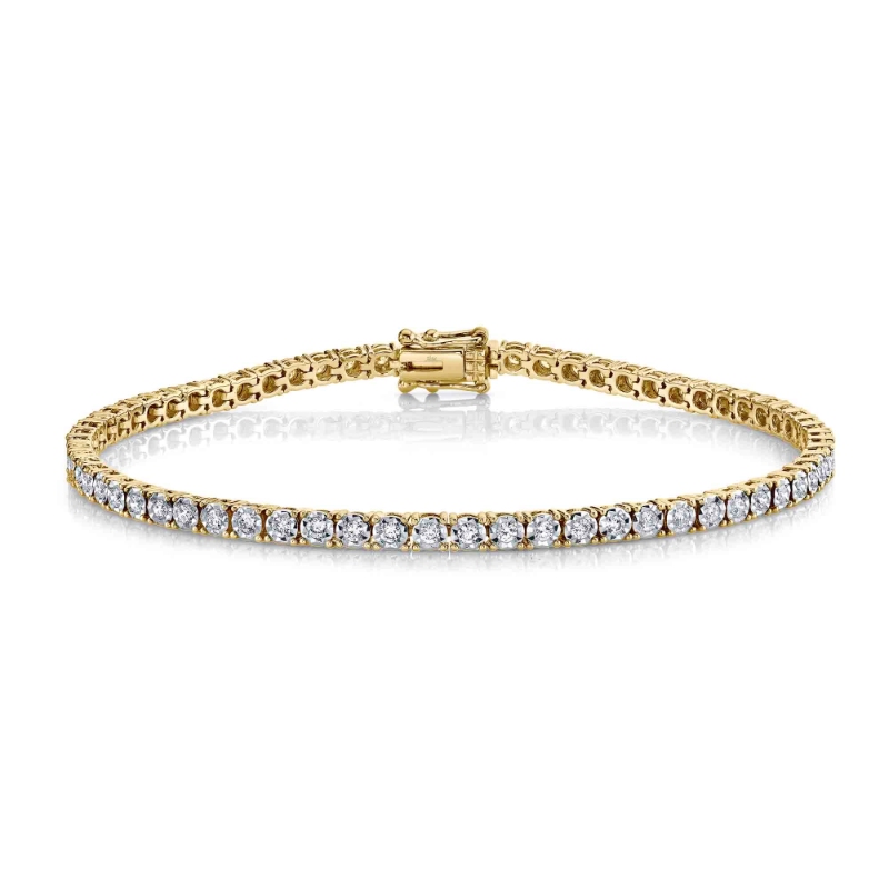 A 14K Yellow Gold And Diamond Tennis Bracelet Weighing 1 Carat Total. G/H, Vs-Si