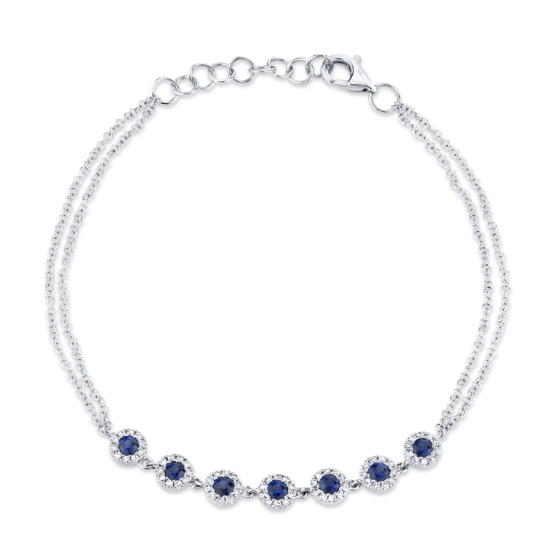 0.21Ct Diamond & 0.53Ct Blue Sapphire 14K White Gold Diamond Bracelet