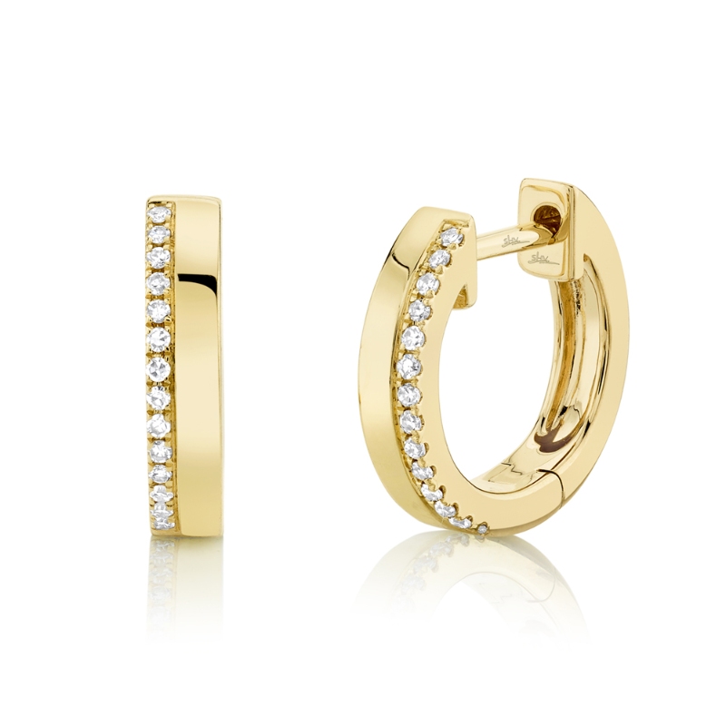 0.08Ct 14K Yellow Gold Diamond Huggie Earring
