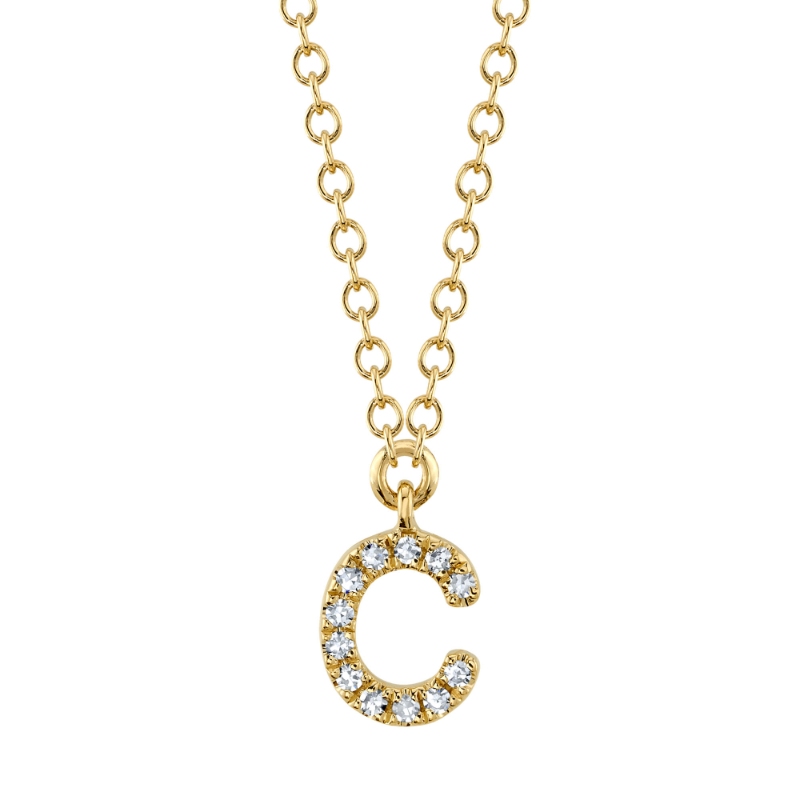 14K Yellow Gold Diamond Initial 