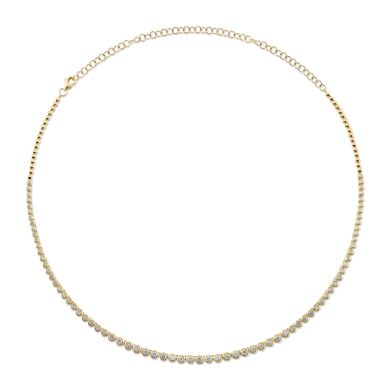 14K Yellow Gold Tennis Necklace