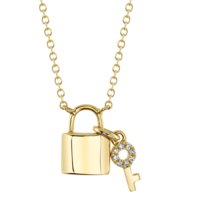0.02Ct Diamond Lock & Key Necklace