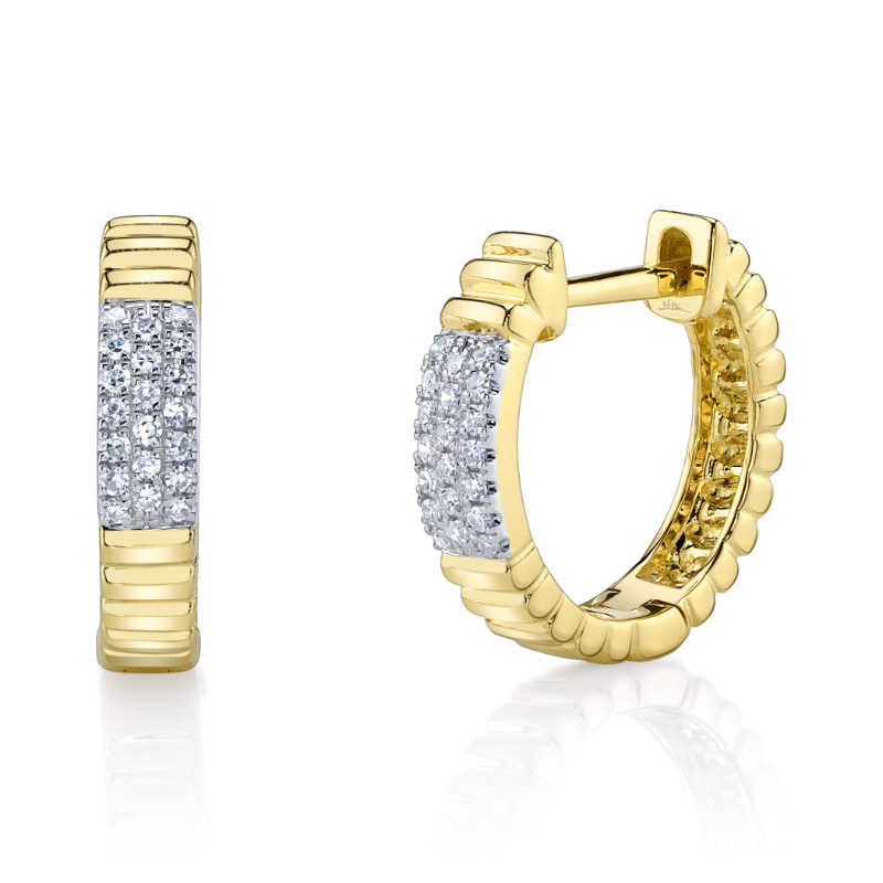 0.09Ct Diamond Ribbed Huggie Earring